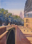 cityscape, landscape, paris, isle, cite, bridge, france, europe, oberst, original watercolor painting
